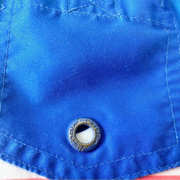 Mini Boden Red, White and Blue Shark Print Swim Shorts - Picture 5 of 7